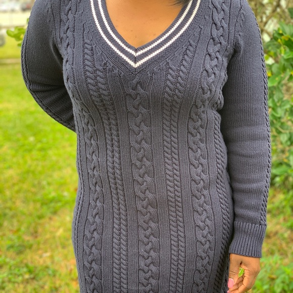 Tommy Hilfiger Dresses & Skirts - Tommy Hilfiger blue XL cable knit sweater dress